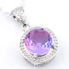 Luckyshine Fashion Pendant Bi colored Tourmaline Gems Vintage 925 Silver Women Pendant Necklace 10*10 mm With Chain Free shipping