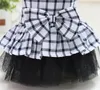 Pet Plaid princess dress Pet Dog bow Shirt Tops Summer Teddy Pet Dog Clothes Dogs Apparel drop ship