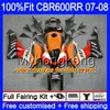 Injection pour HONDA CBR600 RR 07 08 CBR 600F5 600 RR F5 07 08 283HM.38 CBR600F5 CBR 600RR CBR600RR 2007 2008 Kits de carénage noir jaune rouge