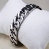 Mężczyźni Bracelety 316L ze stali nierdzewnej Wysoka polerowana kubańska łańcuch punkowy Punkty Bangle Pulseras Classic Jewelry Brace Lace Hip Hop Akcesoria