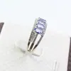 4 Stück natürlicher Tansanit-Silberring in VS-Qualität, 3 mm * 5 mm, ovaler Tansanit-Ring für Party, echter Tansanit-Schmuck aus 925er Silber