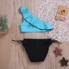 2019 enfants bébé filles maillot de bain maillot de bain bikini maillot de bain bleu rayé été mignon deux pièces ou une pièce ensemble vêtements de plage7657327