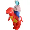 Free size fancy Riding Dinosaur Costume Adult Inflatable clothes Halloween Christmas Party Carnival polyester Mascot costumes Suit