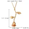 Damska Naszyjnik Handmade 14K Gold Vivid 3D Rose Wisiorek Złoto Wykwintna Łańcuch Biżuteria Trzy Kolory Pudełko Pakowanie