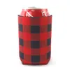 DHL Red Buffalo Check Cooler Bag Hela Blanks Neoprene Black Red Plaid kan täcka Wedding Gift Tin Wraps2336999