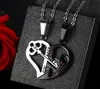 Fashion-Double Half Heart Couple Necklace For Women Men Stainless Steel Jewelry Valentine's Day Gift Fashion Necklaces & Pendants