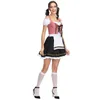 2019 Women Dirndl Dress Maid Outfit servitör Red Plaid kläder med förkläde tyska Oktoberfest Bayerian Beer Carnival Fancy Costume280V