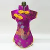 Botella de vino de Navidad Cubiertas cheongsam bolsos de seda del brocado de ropa botella de vino estilo chino decoración del hogar