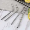 21.5cm Reusable Drinking Straw Stainless Steel Drink Straws Cleaner Brush Home Party Bar Accessories