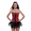 Women Christmas Burlesque Corset Dress Costume Floral Overbust Corset with Tutu Mini Skirt Plus Size S-6XL Cosplay Dress-up Outfit Free Ship