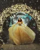 Gele tule baljurk sweetheart prom jurken lange goedkope sexy zuhair murad quinceanera jurken met kant applique 2019 avondjurken