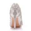 Stunning Crystals Diamonds Wedding Shoes Point Toe High Heels White Bridal Pumps Ladies Party Prom Shoes AL2311