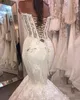 Klänningar sjöjungfru älskling snörning bakåt applikation Crystal pärlkatedral tåg skräddarsydd bröllop brudklänning
