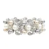 Mariage nuptiale manchette bracelets brassard bijoux cristal strass perle feuille extensible bracelet à breloques perle d'argent pour les femmes cadeaux