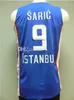 Dario Saric # 9 Anadolu Efes İstanbul Retro Basketbol Jersey Erkek Dikişli Özel Herhangi Bir Numara Ad Adseys