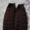 Kinky Straight Tape In Echthaarverlängerungen 16" - 26" 100G grobes Yaki Tape In Extension Nicht Remy Haar Doppelseitiges Klebeband Haar