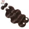 # 2 O corpo marrom escuro onda de cabelo humano pacotes brasileira virgem remy extensões de cabelo humano 3 ou 4 pacotes 12-24 polegadas atacado