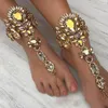 1 Sztuk Long Beach Summer Vacation Kostki Bransoletka Sandal Seksowna Sexy Leg Chain Kobieta Boho Crystal Anklet Oświadczenie Fabryka Hurtownie