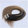 20PCS 50G Balayage Ombre Tape Hair Extensions Sombre Brown With Caramel Blond Markerad # 2/6 Tape In Hair Extensions Tjock Remy Människa