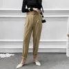 Office Lady Black Suit Pants with Belt Women High Waist Solid Long Trousers Fashion Pockets Pants Trousers Pantalones LY191202