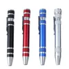 Bärbar 8 i 1 Skruvmejsel Pen Set Aluminium Electronics DIY Reparationsverktyg Satser Bit Precision Mini slitsar skruvdrivrutinverktyg