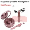 DHL GRATUITO LÍQUIDO Magnético Eyeliner Magnético Cílios Falsos Metal Tweezer Set Ímã Falso Eyelashes Conjunto de Mink Eyelashes Eye Extension