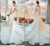 2020 Designer sereia vestidos de noiva Lace Boho Barco decote Applique Piping Capela Trem vestidos de noiva Berta casamento vestido longo