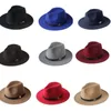 VTG Brand Wool Men's Black Dad Fedora Hat för Gentleman Woolen Wide Brim Jazz Church Cap Vintage Panama Sun Top Hat 20 Y19070503