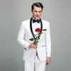 Klasik Beyaz Düğün Smokin İki Parçalı Groomsmen Erkek Suit Donanma Şal Yaka Custom Made İş Erkekler Suits Traje de Baile Para Hombres (Ceket + Pantolon)