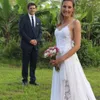 2020 Beach Wedding Dress See Through Robe De Mariee Split Chiffon Lace Sexy Bridal Dresses Boho Spaghetti Straps