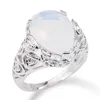 LuckyShine Easter BIG Popular Style Moonstone Oval Teardrop Shaped Silver Plated Wedding Rings for lovers Two options R0058 R0345