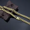 Real Gold Filled Men Cuban Chain Necklace Stainless Steel Jewelry High Polished Hip Hop Curb Link Double Safety Clasp 5 8 10 12 14239t