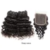 Extension brésilienne de cheveux humains bouclés Deep Water Jerry Curl Weave BundlesNatural Color Short Curly 10 12 pouces 4 Bundles / set Remy Hair