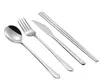 Set di posate coreane in acciaio inossidabile manico lungo coltello forchetta cucchiaio bacchette set posate colorate per accessori da cucina per matrimoni