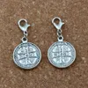 50Pcs/lots Antique silver Religious Godfather cross Charms with Lobster clasp Fit Charm Bracelet DIY Jewelry 17.8x35mm A-375b