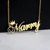 Personalized Custom Name Pendant Necklace Customized Cursive Arabic Crown Heart Nameplate Necklace Stainless Steel Birthday Gift