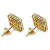 New Fashion Gold Plated Diamond Mens Earring Studs Hip Hop CZ Cubic Zirconia Stud Earrings Jewelry