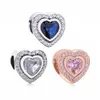 Solid 925 Sterling Silver Sparkling Love Heart Bead Fits European Pandora Jewelry Charm Beads Bracelets