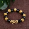 Natural Obsidian Pixiu Dierlijke Armband Boeddhistische Gebed Brave Troops Black Steen Beaded Bracelet