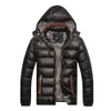 Vinter män Solid Färg Down Jacket Slim Fit Hooded Long Sleeve Coat Outwear