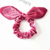 Bunny Hairbow hair bands satain velvet fabric girls fashion Hair Scrunchie Ponytail Rabbit ears hairbands