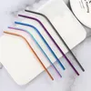 Stainless Steel Drinking Straw Straight Bent Reusable Straws 215mm Dia 6mm Juice Party Bar Accessorie DH0119