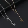 Fashion Moon Star Pendant Choker Necklace Gold Color Alloy Zinc Chain Necklace For Women Party Jewelry Archery