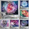 Starry Etnisk Tapestry Sun Moon Wall Hängande tyg Dekorativ Tapiz Dorm Home Bohemian Decor Tenture Väggmålning