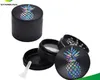 Aluminum Alloy Smoke Grinder with 50mm Diameter Four-layer Metal with Colorful Pineapple Patterns