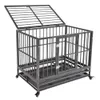 Tungt Dog Cage Crate Kennel Metal Pet Playpen Portable med Tray Silver5681805