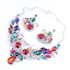 Conjuntos de joias de zircônia cúbica multicoloridas da moda para presentes femininos 18 cores conjuntos de brincos e colares de cisne de cristal2648