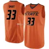 Oklahoma State Cowboys College Marcus Smart #33 Preto Laranja Camisa de Basquete Retrô Masculina Costurada com Número Personalizado Nome Camisas