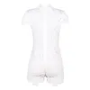 Hollow out lace playsuit sexy v pescoço manga curta magro Macacões de verão para as mulheres combinatória femme ete terno corporal ez *