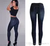 Dames slanke tas hip potlood jeans effen kleur blauwe strakke passende grote maat vrouwen broek 2XL